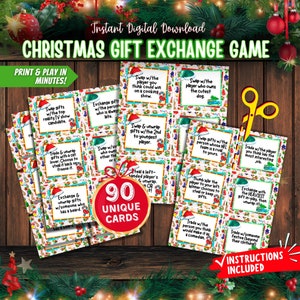Great Adult gift exchange game, Friendsmas game and Pass the Gift Game! This Christmas gift exchange game digital download will make for a great Christmas adult game. White elephant game instructions included, along with christmas gift tags.