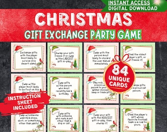Christmas Gift Exchange Game- White Elephant Gift Exchange Cards, Holiday Present Swap, Printable Christmas Game, Christmas Family Game