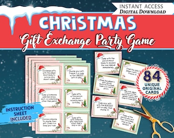 Christmas Gift Exchange Game | White Elephant Gift Exchange Cards, Printable Christmas Gift Game, Holiday Present Swap, Pass the Gift Game