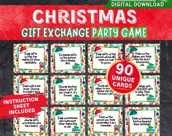 Christmas Gift Exchange Game, Yankee Swap, White Elephant Gift Exchange Cards, Family Christmas Gift Game, Christmas Party Game, Friendsmas