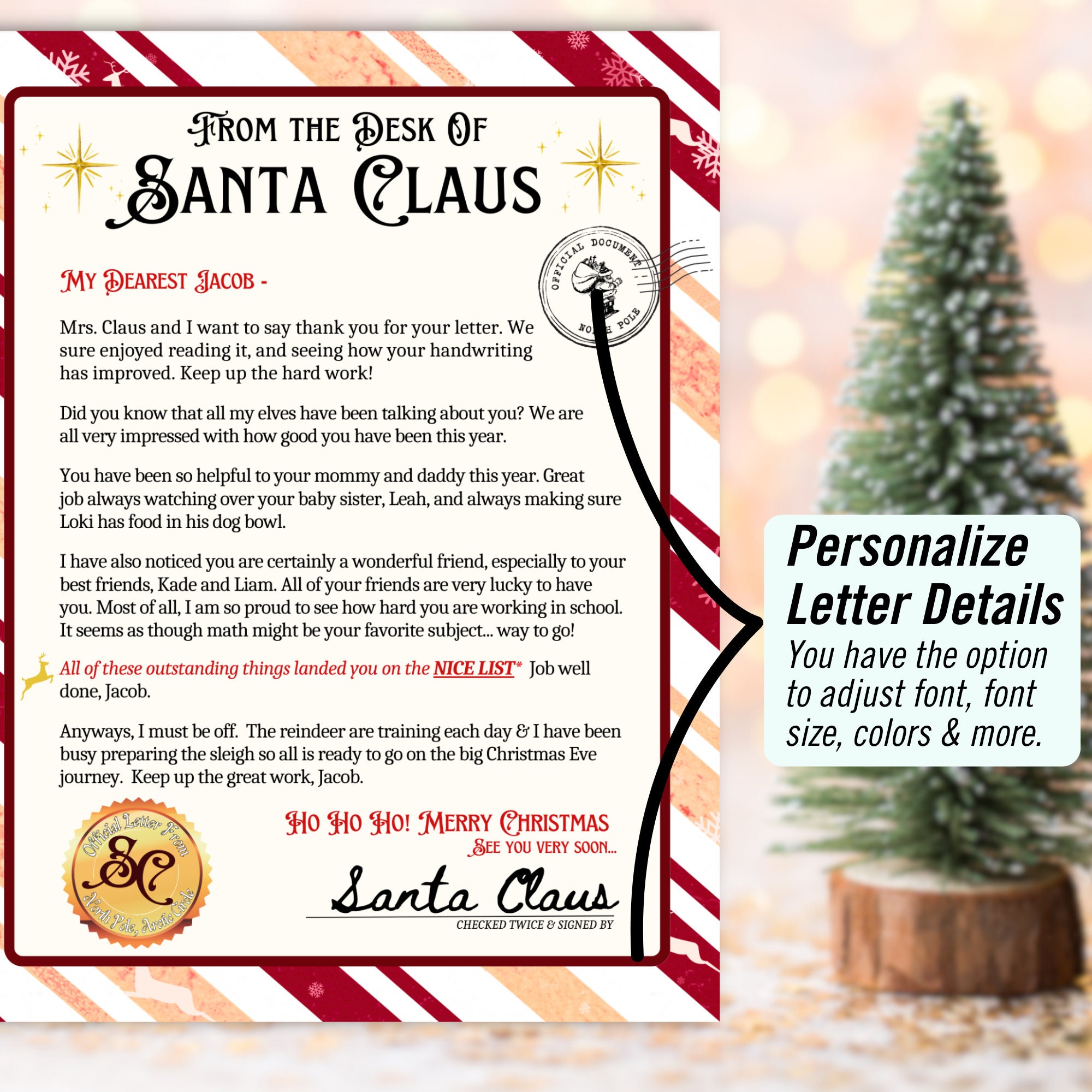 Santa Letter Set EDITABLE Santa Letters Templates Letter Etsy Santa Letter Set EDITABLE Santa Letters Templates Letter Etsy