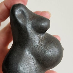 Handmade porcelain Mummy Tummy vase in black velvet matt glaze.