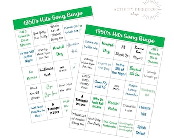 1950's Hits Song Bingo