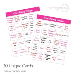Love Song Bingo