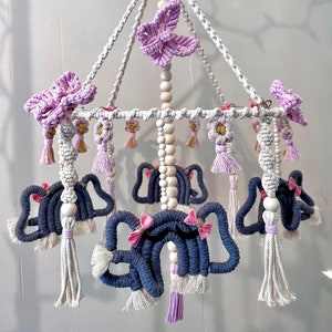 Macrame Elephant Baby Mobile: Rainbow Nursery Decor