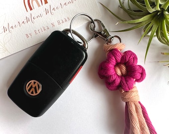 Porte-clés fleur en macramé, breloque de sac petite marguerite