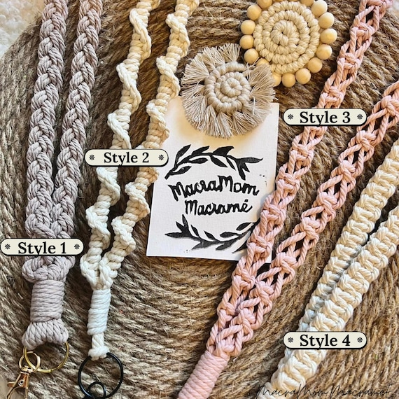 Custom Macrame ID lanyard keychain, Boho ID/Badge holder