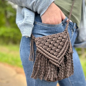 Custom macrame iPhone bag, mini cross body, vegan cotton small purse