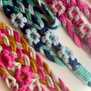 Custom flower ID lanyard keychain, Macrame spring  ID/Badge holder, Boho