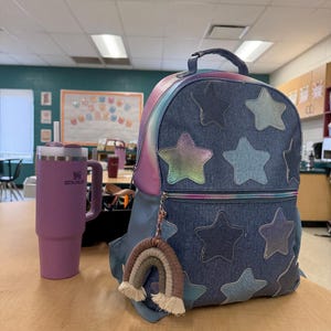 Custom macrame rainbow bag charm keychain, rearview car diffuser hanging