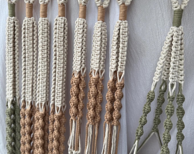 Custom Two-Tone Macrame Plant Hanger: Recycled Cotton Cord