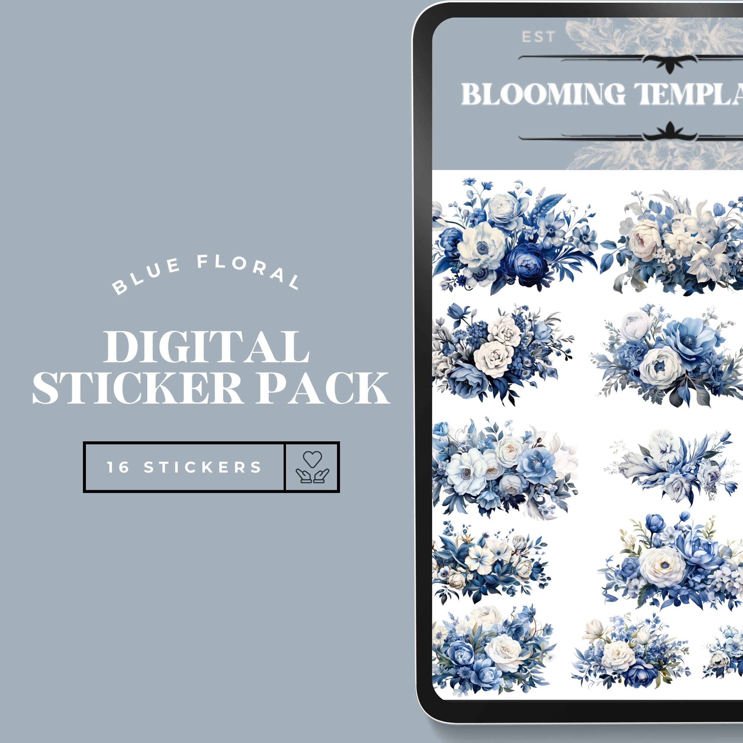 Blue Floral Stickers | Botanical Stickers | Planner Stickers ...