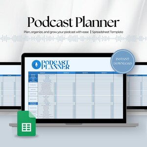 Podcast Planner Template Google Sheets, Digital Content Planner and Content Calendar, Podcast Checklist, Content Planner Spreadsheet DECGS13