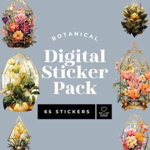 Botanical Digital Stickers | Goodnotes Digital Stickers | Journal Stickers | Plant Digital Planner Stickers | Digital Stickers