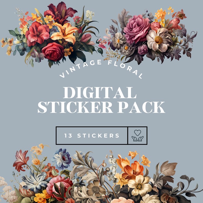 Aesthetic Digital Stickers Planner Images and Graphics Floral Stickers ...