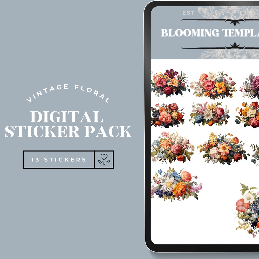 Aesthetic Digital Stickers Planner Images and Graphics Floral Stickers ...