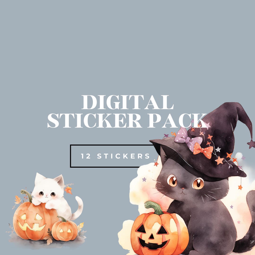 Black Cat Png | Witchy Stickers | Digital Stickers | Printable Sticker ...