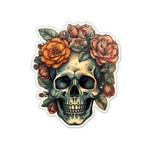 skull with roses Vinyl Decals