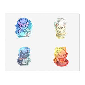 Cute chef Cats Sticker Sheet Bundle, 5pcs