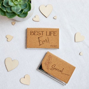 Visitenkartenetui personalisiert Kork LASERGRAVUR / Kontaktkartenetui / Geschenk JW / Taufe JW / Pionier Geschenk /