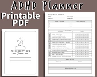 PDF ADHS Planer - Sofortiger Download PDF für Ihre Produktivität, druckbare Vorlage.