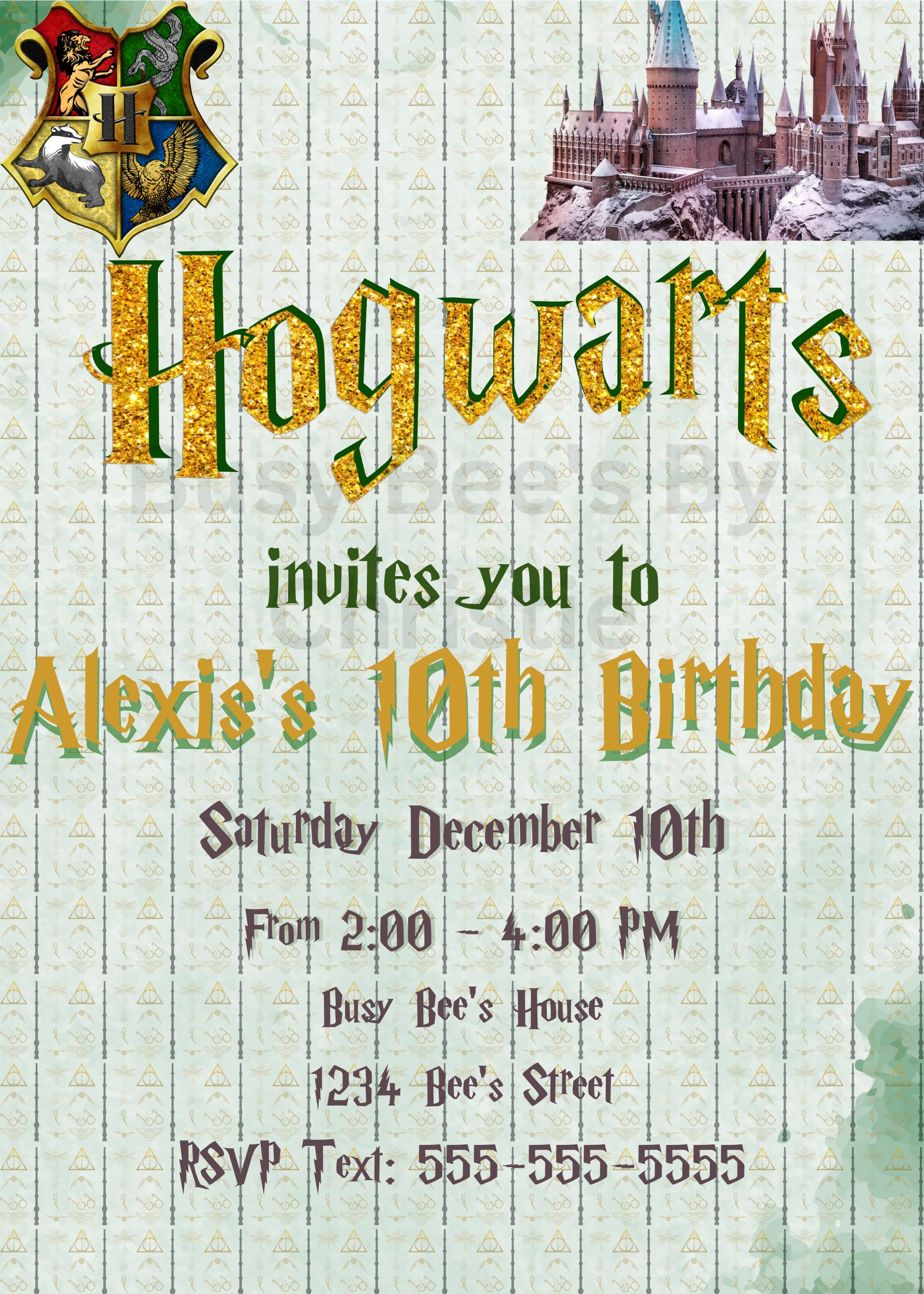 Magical Harry Potter Hogwarts Birthday Invitation Canva Template ...