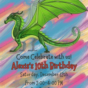 Custom Wings of Fire Leafwing Birthday Invitation Template