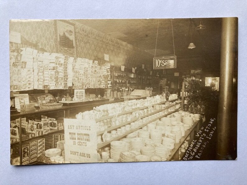 Interior General Store RPPC Postcard Panora Iowa, Cigars, Signage, Kitchenware C. 1910 Etsy