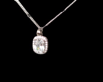 Collar de plata, joyería de circonita, collar solitario, circonita cúbica, plata 925, colgante de plata de ley, piedra preciosa, regalos para ella