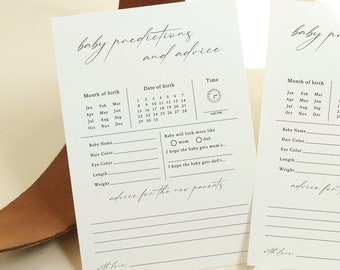 Baby Shower Predictions and Advice Card Template, Minimalist Baby Prediction Instant Download