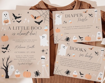 Little Boo Halloween Baby Shower Invitation Set (Digital Template)