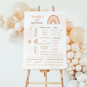 Isnt She ONEderful | Isnt She Lovely | First Year Facts Sign | Birthday Sign Rainbow First Birthday | Milestone Welcome Birthday Sign MP02