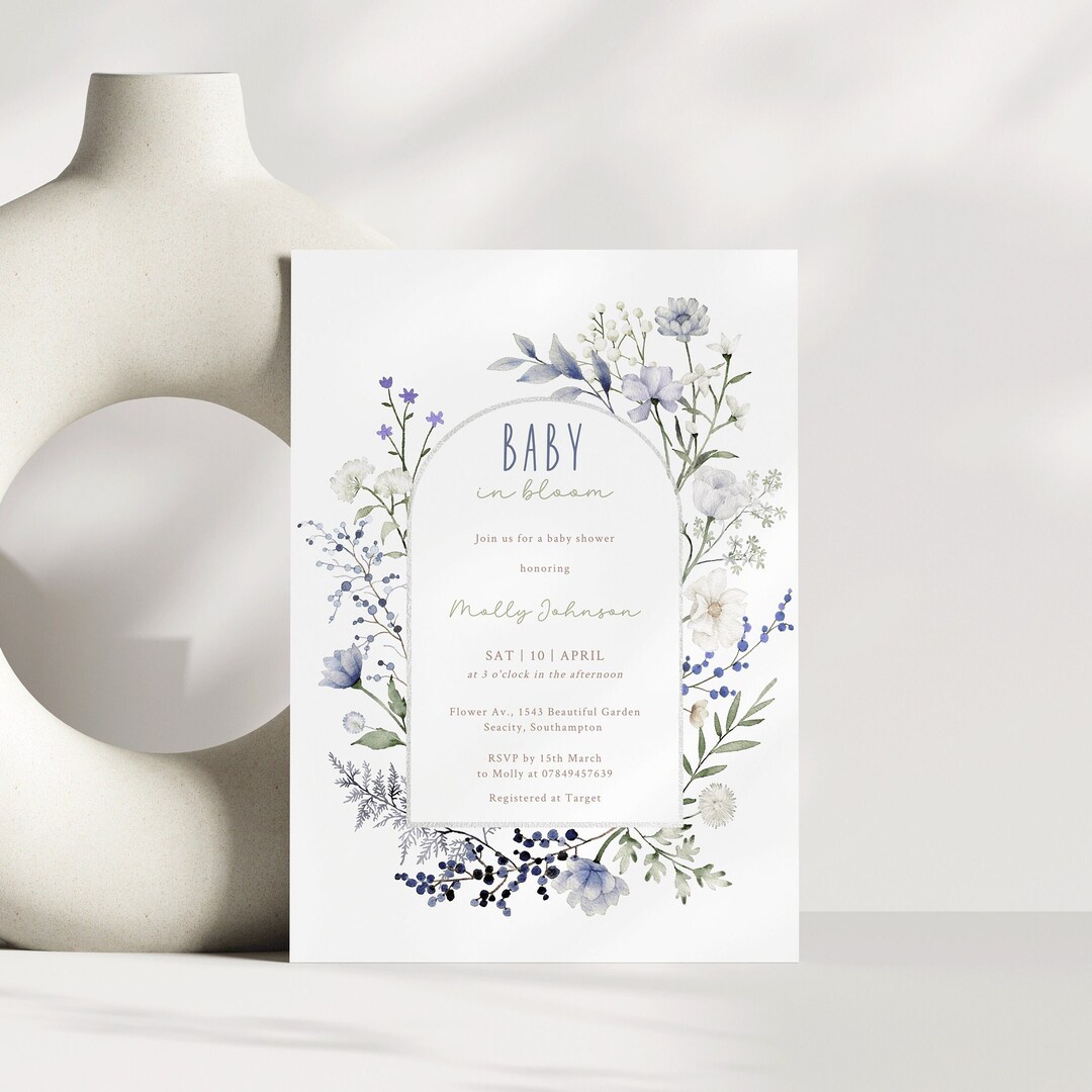 Spring Invitations Bloom Spring Baby in Bloom Baby Shower Invitation Template Editable - Etsy