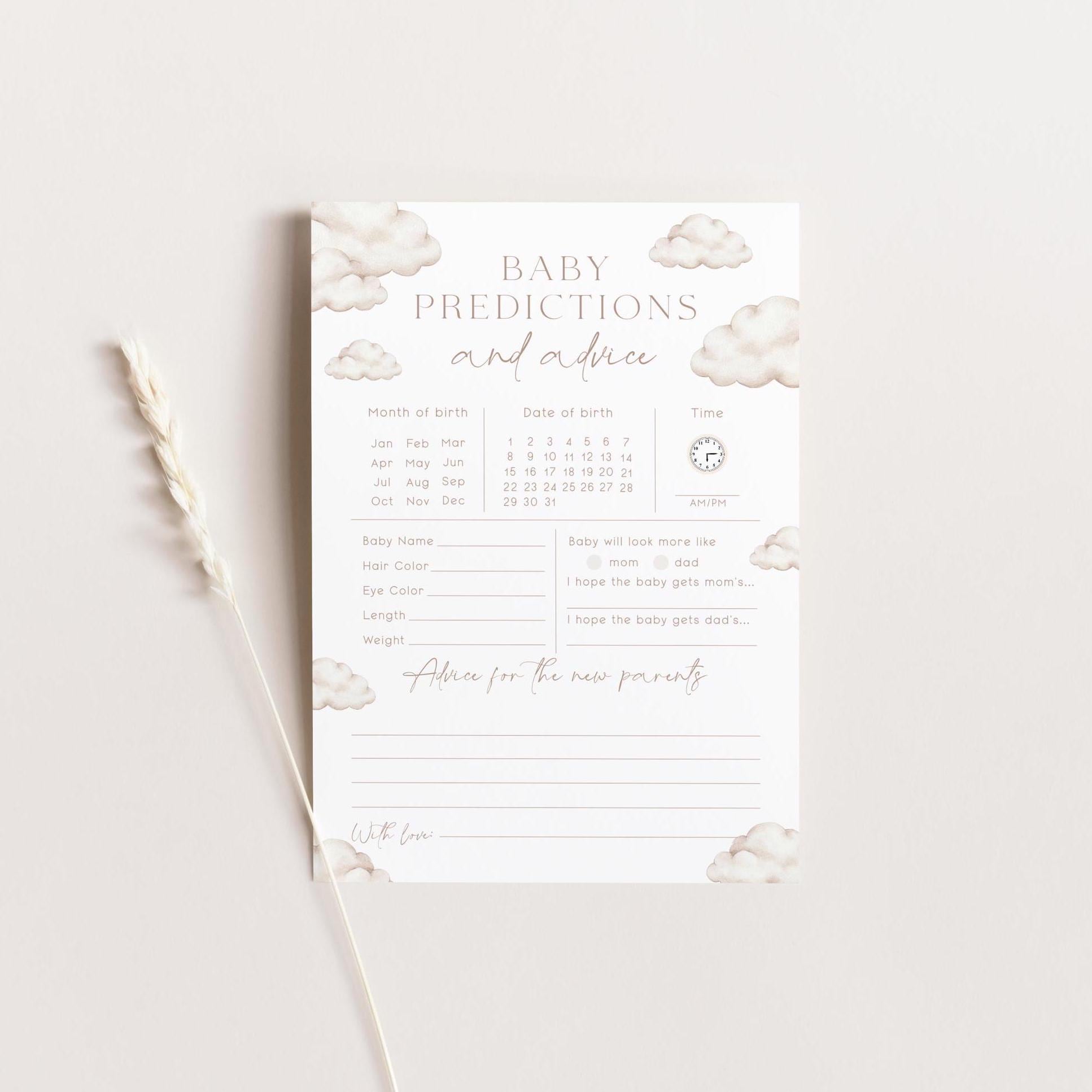 30 Carte Previsioni Per Baby Shower – Indovina Sesso, Data E Personalità – Design Moderno E Neutro - 2