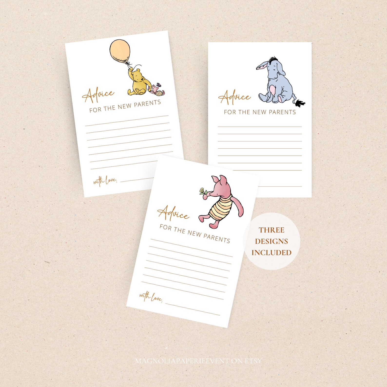 Winnie the Pooh Advice Sign Baby Shower Pooh Bear Sign and Card Advice