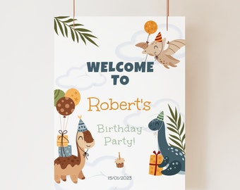 Dinosaur Birthday Welcome Sign | Birthday Welcome Sign | Printable Birthday Sign | Dinosaur Birthday Sign | MP09