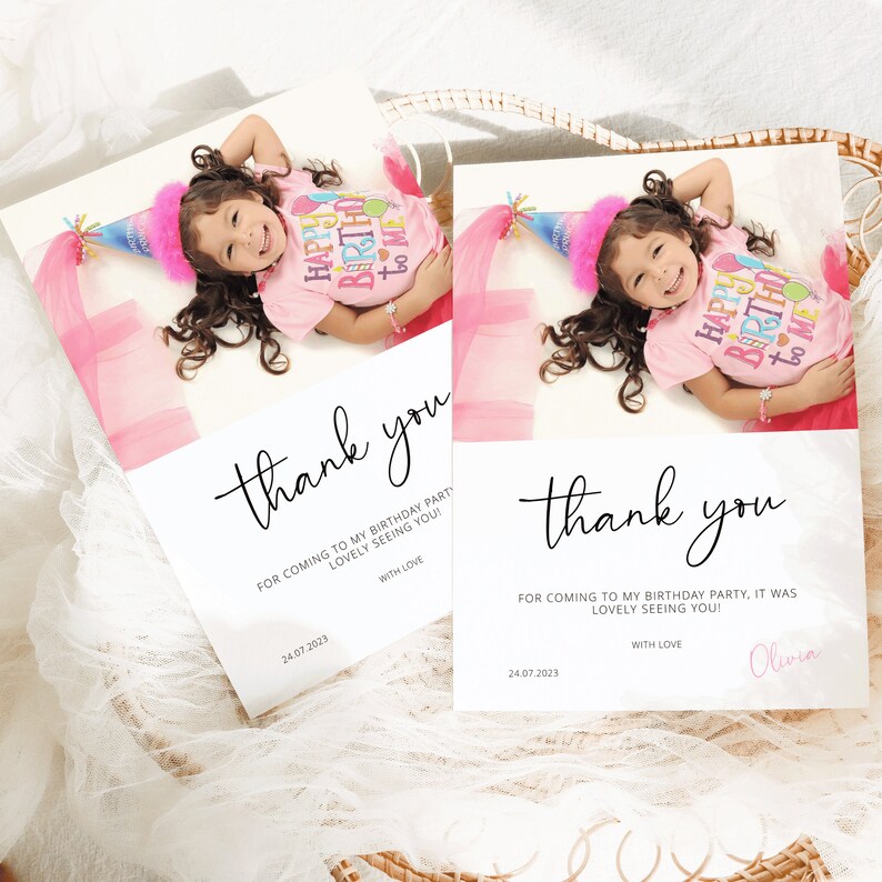 Kids Birthday Thank You Card Template Thank You Birthday Card Photo