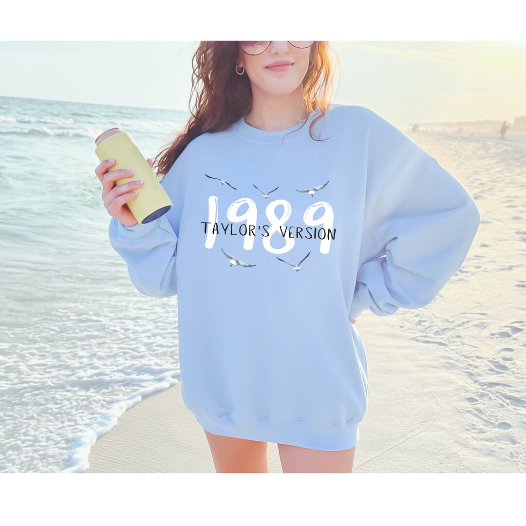 1989 Taylors Version Crewneck, Light Blue With Seagulls, Swiftie Cozy Crewneck, 1989 TV, Eras