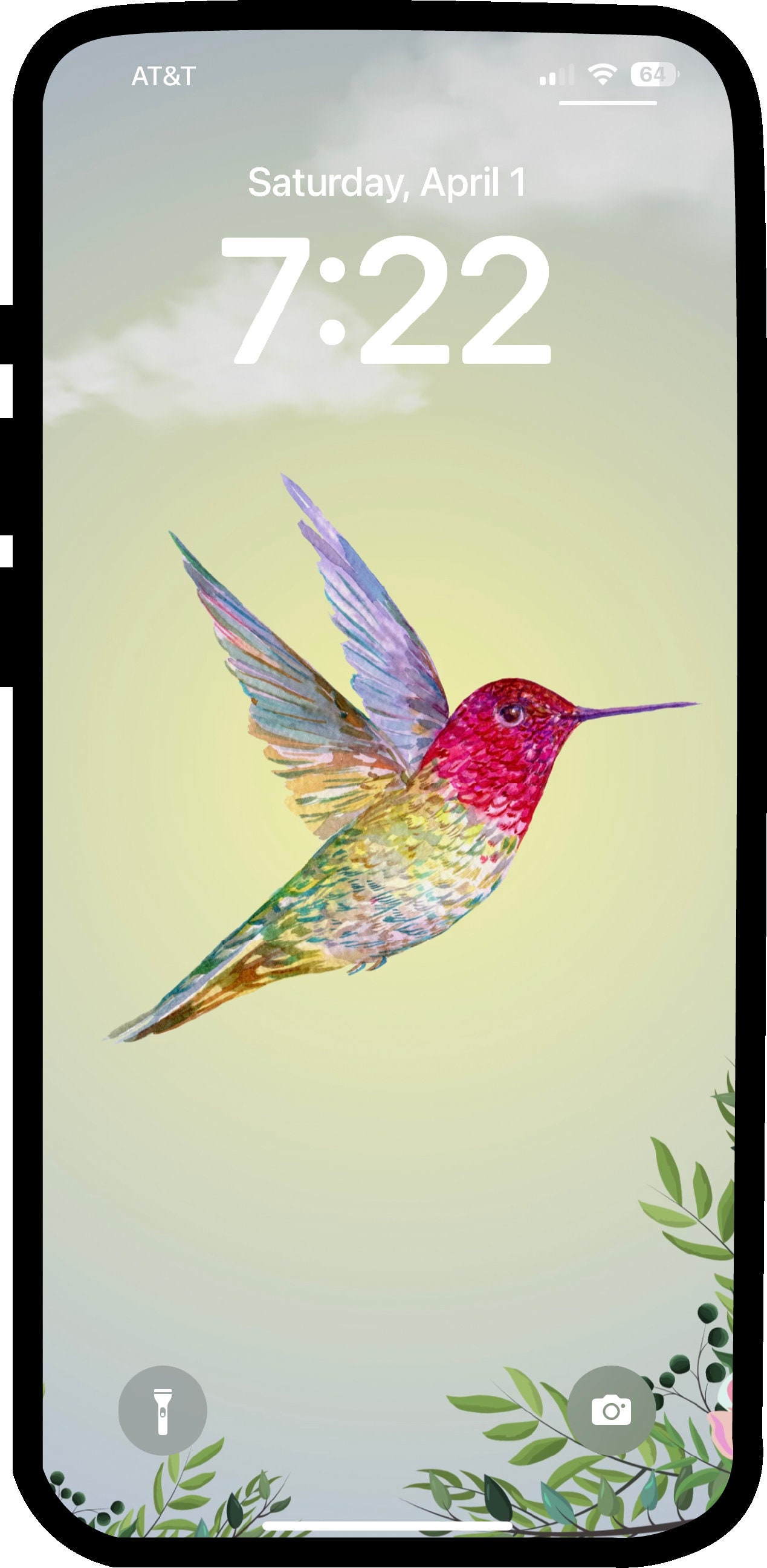 Fondo de pantalla de colibrí / iPhone / Descarga instantánea / Hermosa  pantalla de bloqueo de primavera, image size:1269x2595