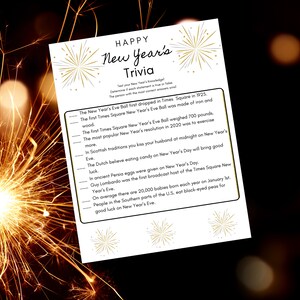 New Years Eve Party Games, Printable Family Games, New Year Activity, Party activity, Holiday Party Games, New Years Day Trivia Game,