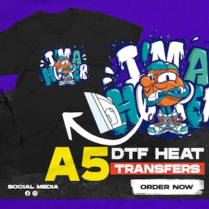 Custom A5 Size Iron on Transfers, Wholesale Personalised DTF Heat Transfer Stickers, Your Design Bulk Printing Patch DIY Garment Transfers