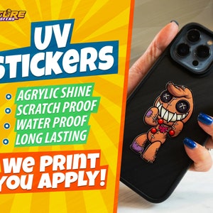 Adesivi 3D UV personalizzati, trasferimenti DTF UV, adesivi con logo personalizzato in acrilico impermeabile, adesivi per fogli multipli per accessori in vetro da parete