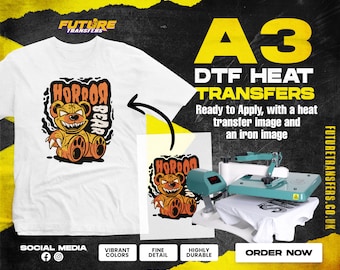 Ready to Apply A3 DTF Heat Transfers, Custom Iron on Transfers, DIY Gang Sheet Transfers, Personalised DTF Stickers, Your Custom Design Tee