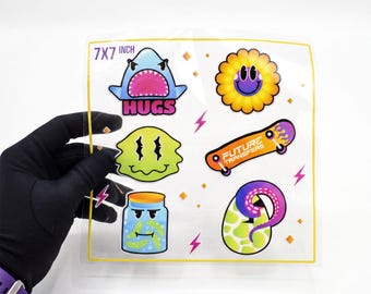 Custom UV DTF Decals 7x7 Inch, Large 3D Waterproof Car Window Stickers, Personalised Transfers for Toolboxes and Equipment
