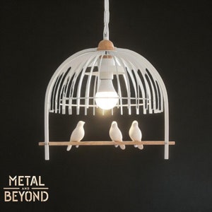 Iron bird cage pendant light, Avian-Themed Pendant Light Rustic Cage Design  Rusty Red & Sweep Gold Options | bird ceiling lamp chandelier