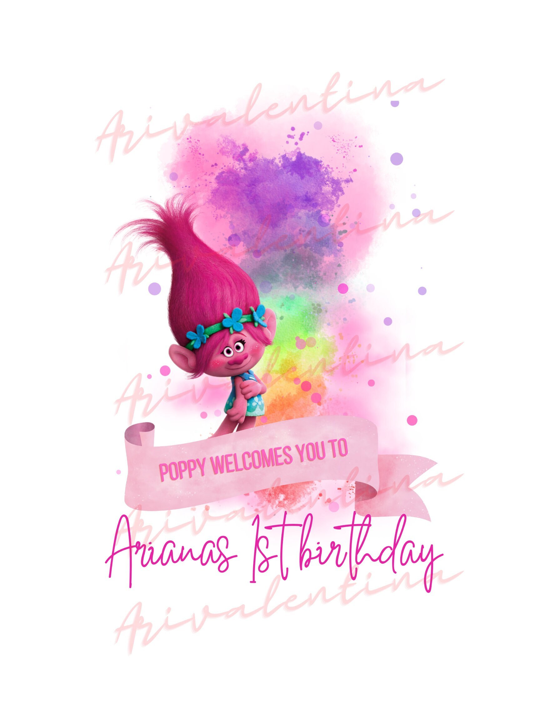 Princess Poppy Trolls Birthday Party Welcome Sign - Etsy