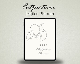 Postpartum Digitale 2024 Planner | Ondersteuning na de bevalling | Babytracker | Dagboek voor zelfzorg van moeder en groei van baby | GoodNotes-planner | Digitaal
