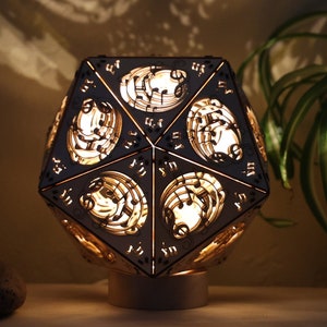 Lampe d'appoint pour mélomane, cadeau musicien, cadeau pour professeur de musique, décoration studio de son, D20, cadeau D&D barde