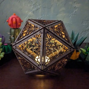 Lotus Blossom Shadow Lamp, Geometric Floral Light, Zen Home Decor, Lasercut Flower Design, Bohemian Lighting, Cordless LED Nightlight