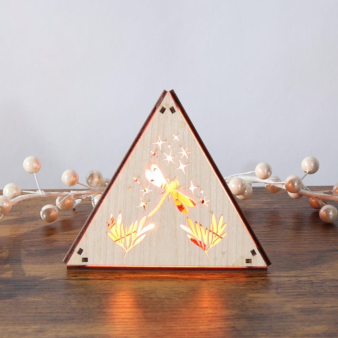Dragonfly Whisper Pyramid Accent Light, Wooden RGB LED Color Changing ...
